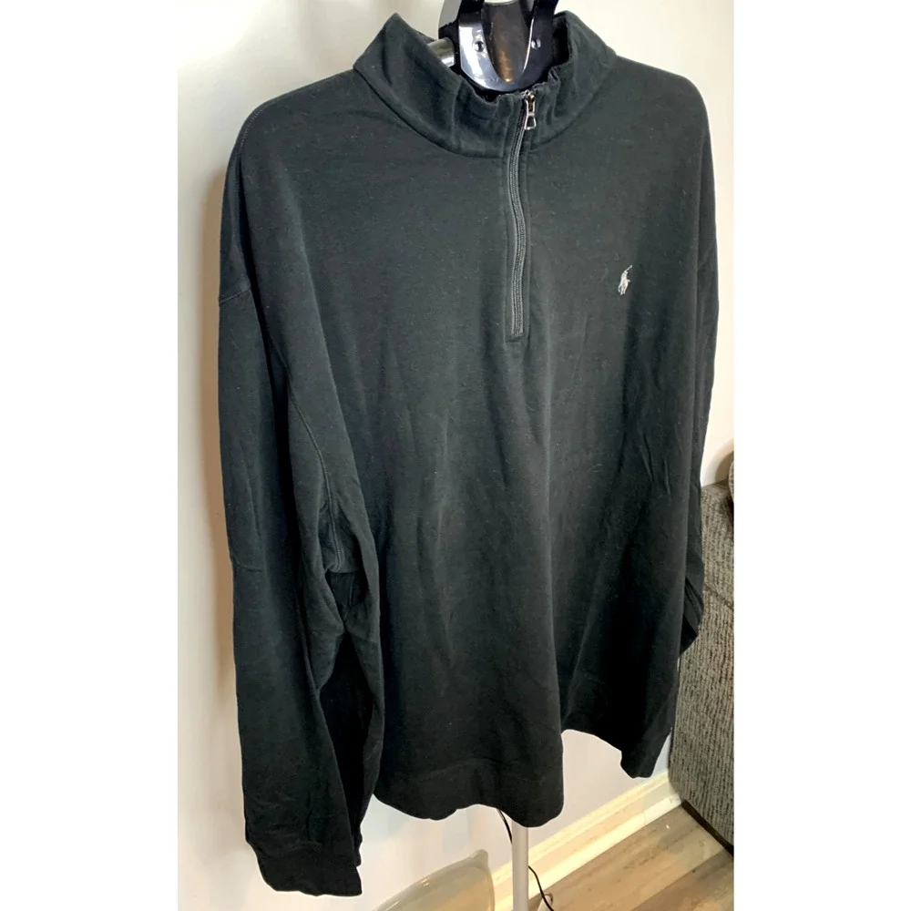 Polo Ralph Lauren Men's Size 4XLT Black Mock Neck 1/4 Zip Pullover NWT